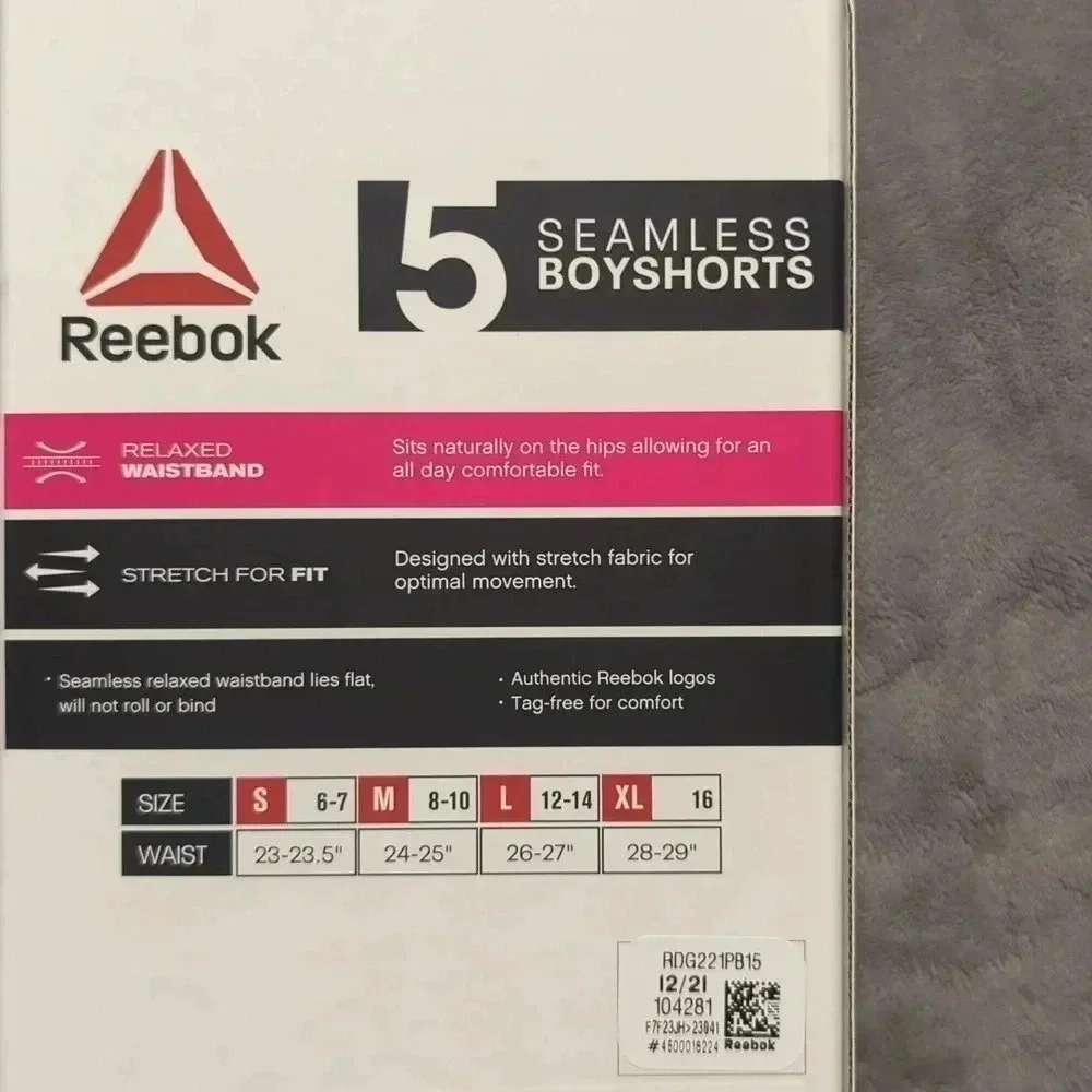 Reebok Girls Seamless Boyshort Panties, 5-Pack